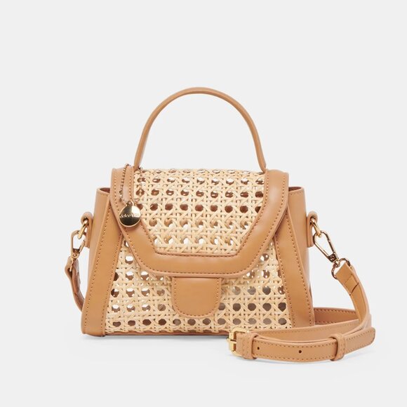Dolce Vita Tropez Mini Crossbody Bag - Camel Natural Cane - Picture 1 of 7